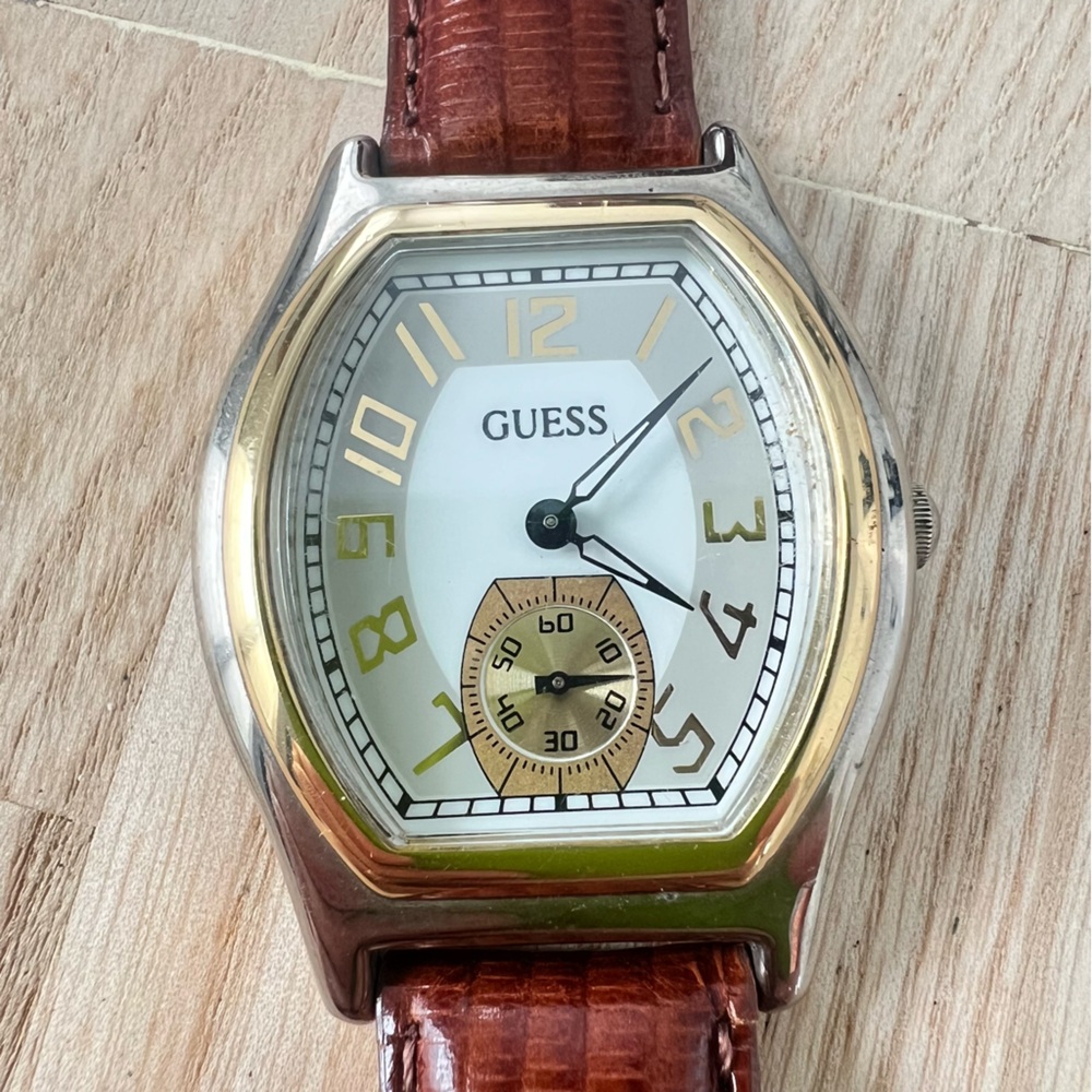Vintage 90s Guess two toned ladies dress watch NEW BATTERY